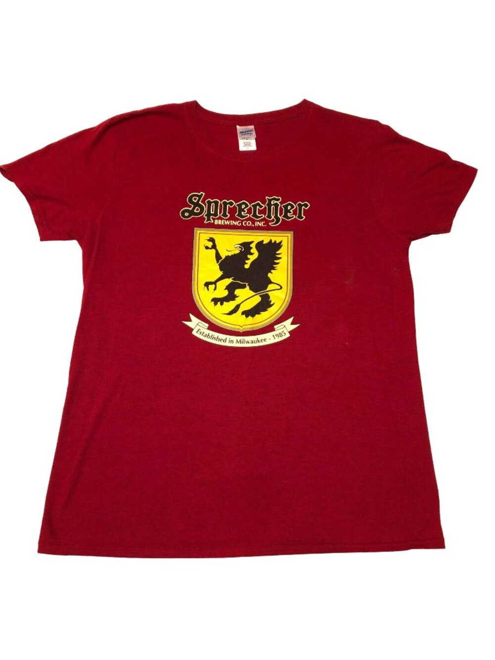 Sprecher Brewing Co T Shirt Size L Dark Red Milwaukee Est 1985 Large Logo Mens